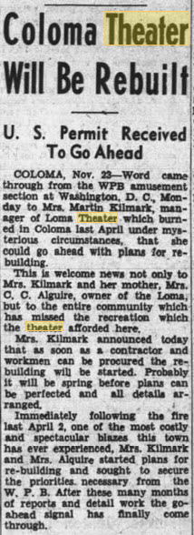 Loma Theatre - 23 Nov 1943 Article On Remodel